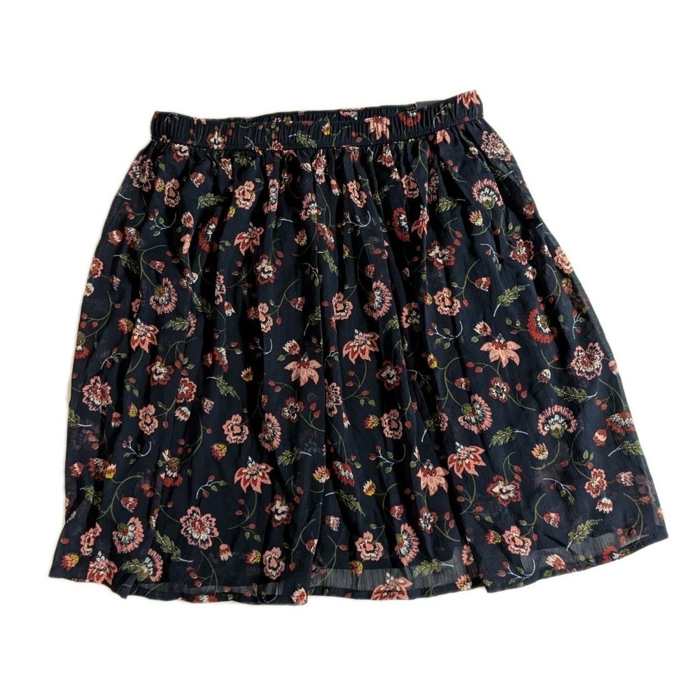 Hollister Floral Chiffon Mini Skirt NWT Navy Blue Boho Cottagecore XS